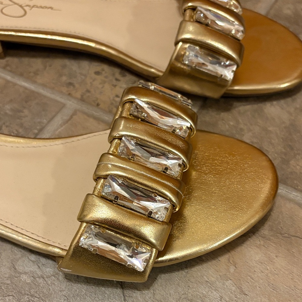 Jessica Simpson Metallic Gold Slide Sandals - Picture 4 of 4
